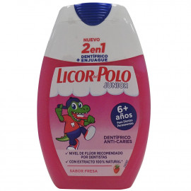 Licor del Polo dentífrico 75 ml. 2 en 1 Junior fresa.