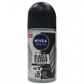 Nivea desodorante roll-on 50 ml. Men black & white invisible original.