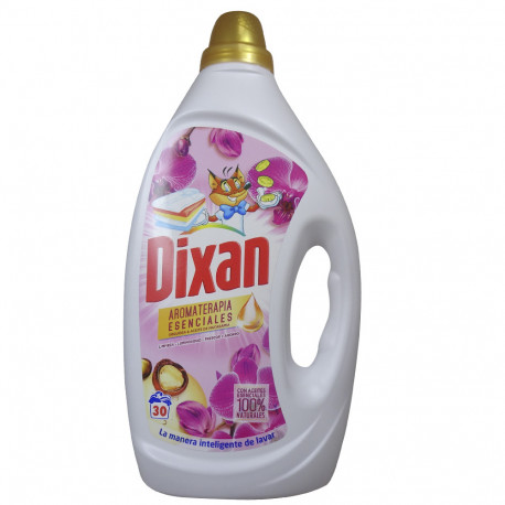 Dixan gel detergent 30 dose 1,500 l. Aromatherapy orchid and macadamia oil.