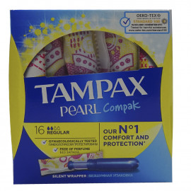 Tampax compak pearl 16 u. Regular.