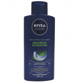 Nivea body milk 400 ml. Men maximum hydration easy absorption aloe vera.