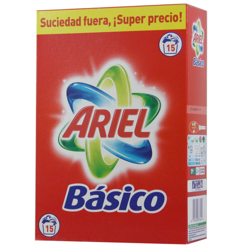 Ariel detergente en polvo 15 dosis. 975 gr. Básico ...