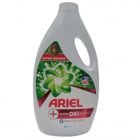 Ariel detergente gel 40 dosis 2,200 ml. Extra higiene ultra oxi effect.
