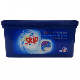 Skip detergente en cápsulas 24 u. Ultimate 3 en 1 Power caps Maxima Eficacia.