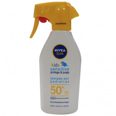 Nivea Sun solar milk 300 ml. Kids Protection 50 sensitive protects & play unscented.