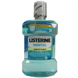 Listerine antiséptico bucal 1 l. Mentol sabor suave sin alcohol.