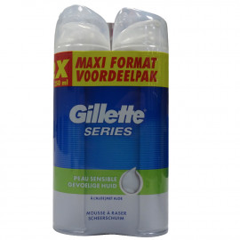 Gillette series espuma de afeitar 2X250 ml. Pieles Sensibles.