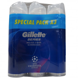 Gillette series espuma de afeitar 3X250 ml. Champions League.