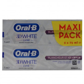 Oral B pasta de dientes 2X75 ml. 3D White brillo glamour.