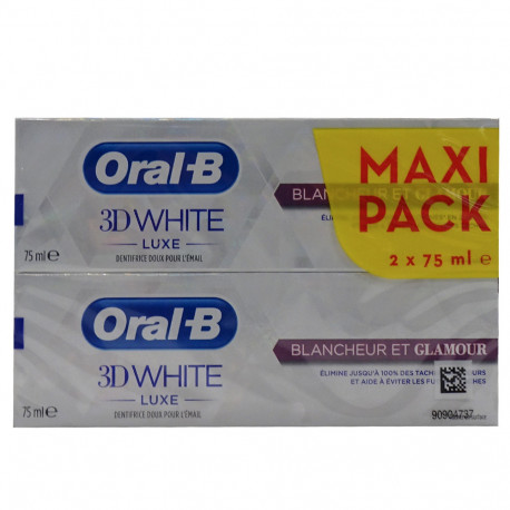 Oral B pasta de dientes 2X75 ml. 3D White brillo glamour.