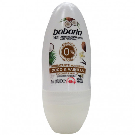 Babaria desodorante roll-on 70 ml. Coco y vainilla.