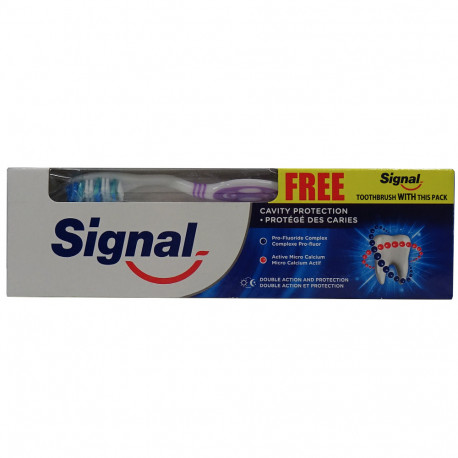 Signal pasta de dientes 100 ml. + cepillo de dientes gratis. Protección anticaries.
