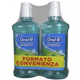 Oral B enjuague bucal 2X500 ml. Complete menta fresca sin alcohol.