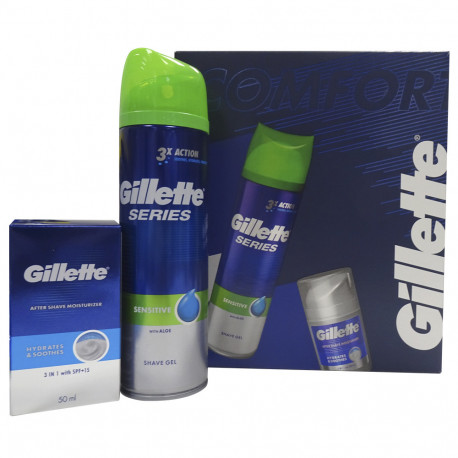 Gillette Pack Comfort Gel de Afeitar Sensitive 200 ml. + After Shave Hidratante 150 ml.