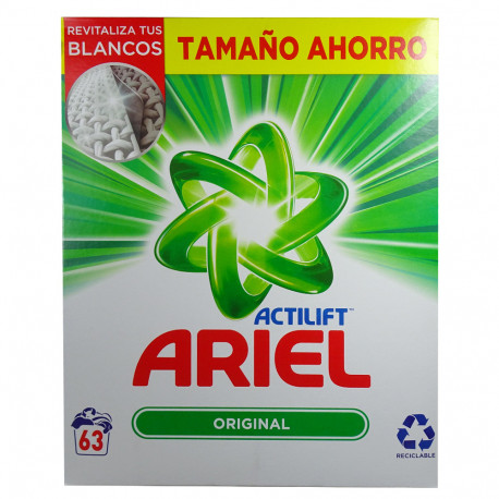 Ariel powder detergent 63 dose. 4.095 gr. Original