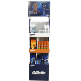 Gillette display 58 u. Surtido geles + cuchillas + recambios + mousse. Champions.