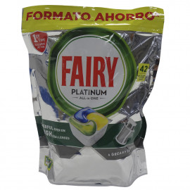 Fairy lavavajillas 42 u. Platinum todo en uno limón cápsulas.