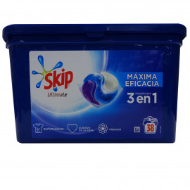 Skip detergente en cápsulas 38 u. Ultimate 3 en 1 maxima eficacia.