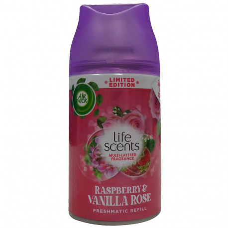 Air Wick spray refill 250 ml. Raspberry & vanilla rose.