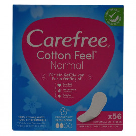 Carefree protege slip 56 u. Cotton feel fragancia fresca.