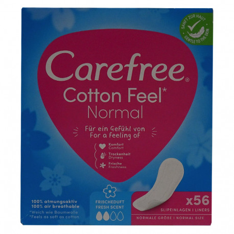 Carefree sanitary towels 56 u. Cotton feel fresh scent.