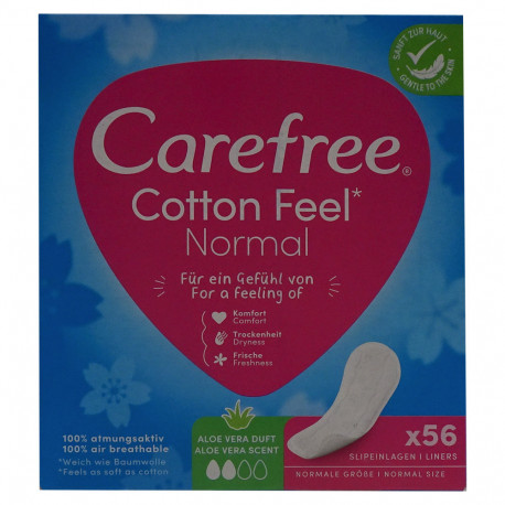 Carefree protege slip 56 u. Cotton freel aloe vera scent.