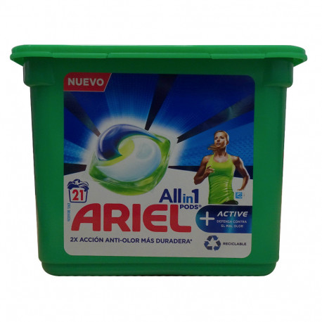Ariel detergent in tabs all in one 21 u. Active odor fresh.