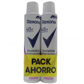 Rexona desodorante spray 2X200 ml. Invisible antimanchas.