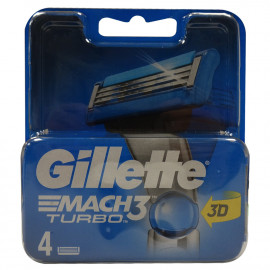 Gillette Mach 3 Turbo cuchillas 4 u. Minibox.