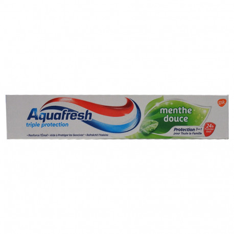 Aquafresh pasta de dientes 75 ml. Triple protección menta suave.