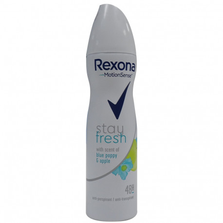 Rexona deodorant spray 150 ml. Stay fresh amapola azul y manzana.