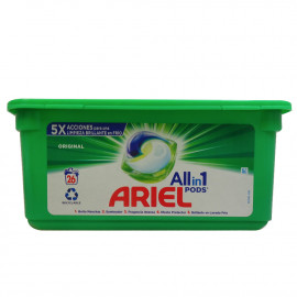 Ariel display detergente en cápsulas 42 u. 26 dosis. All in one original.