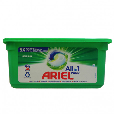 Ariel display detergente en cápsulas all in one 42 u. 26 dosis. Original.