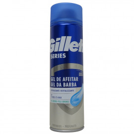Gillette series shaving gel 200 ml. Sensitive skin revitalizing with green tea.