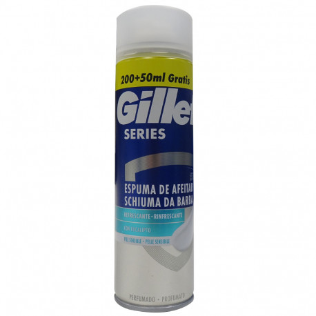 Gillette series espuma de afeitar 250 ml. Piel sensible refrescante eucalipto.