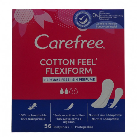 Carefree sanitary towels 56 u. Flexiform cotton feel.