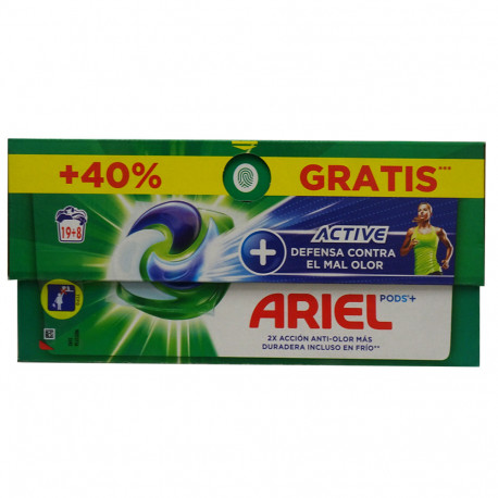 Ariel detergent in tabs all in one 27 u. Active odor defense.