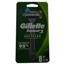 Gillette Sensor3 Recycled maquinilla desechable 3 hojas 8 u.