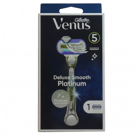 Gillette Venus Deluxe Smooth Platinum razor 5 blades + 1 refill.