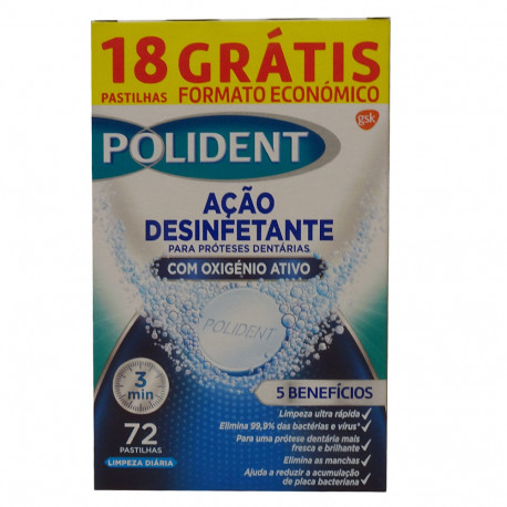 Polident cleaning tablets 72 u. Active oxygen disinfectant.