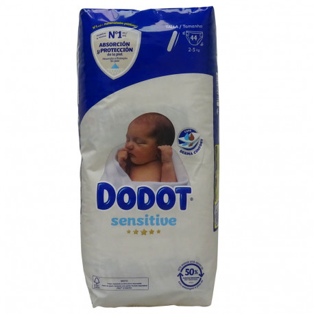 Dodot diapers 44 u. 2-5 kg. Talla 1. Sensitive. - Tarraco Import Export