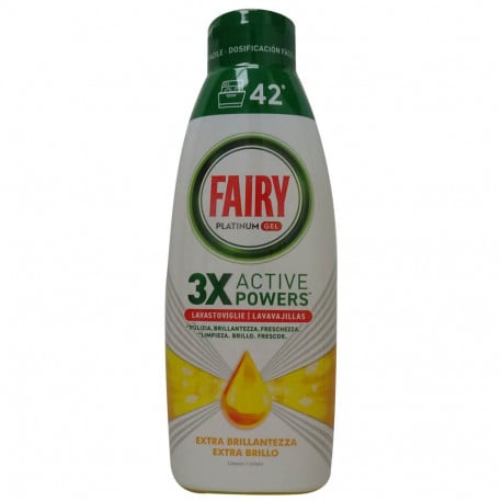 Fairy lavavajillas máquina gel 840 ml. Platinum limón.