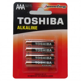 Toshiba battery 4 u. AAA alcaline LR03.