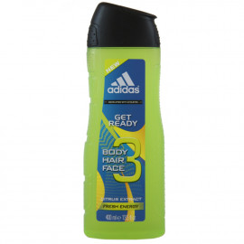 Adidas gel 400 ml. Get Ready fresh energy 3 in 1 hair, face and body.