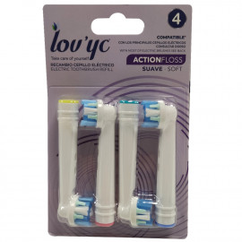 Lov'yc electric toothbrush refill 4 u. Action Floss.