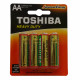 Toshiba pilas 4 u. AA Zinc R06 1.5V minibox.