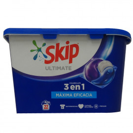 Skip detergent in tabs 22 u. Ultimate 3 in 1 maximum efficiency.