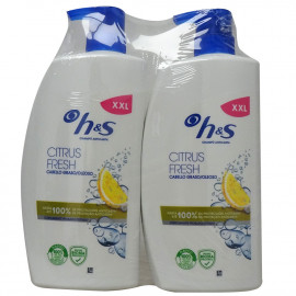 H&S shampoo 2x1000 ml. Citrus fresh with dispenser.