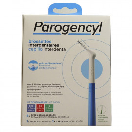 Parogencyl cepillo interdental mango reemplazable + 6 recambios kit inicial suave.