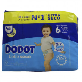 Comprar Dodot bebé seco talla 6 13-18 kg, 28 pañales al mejor  precio